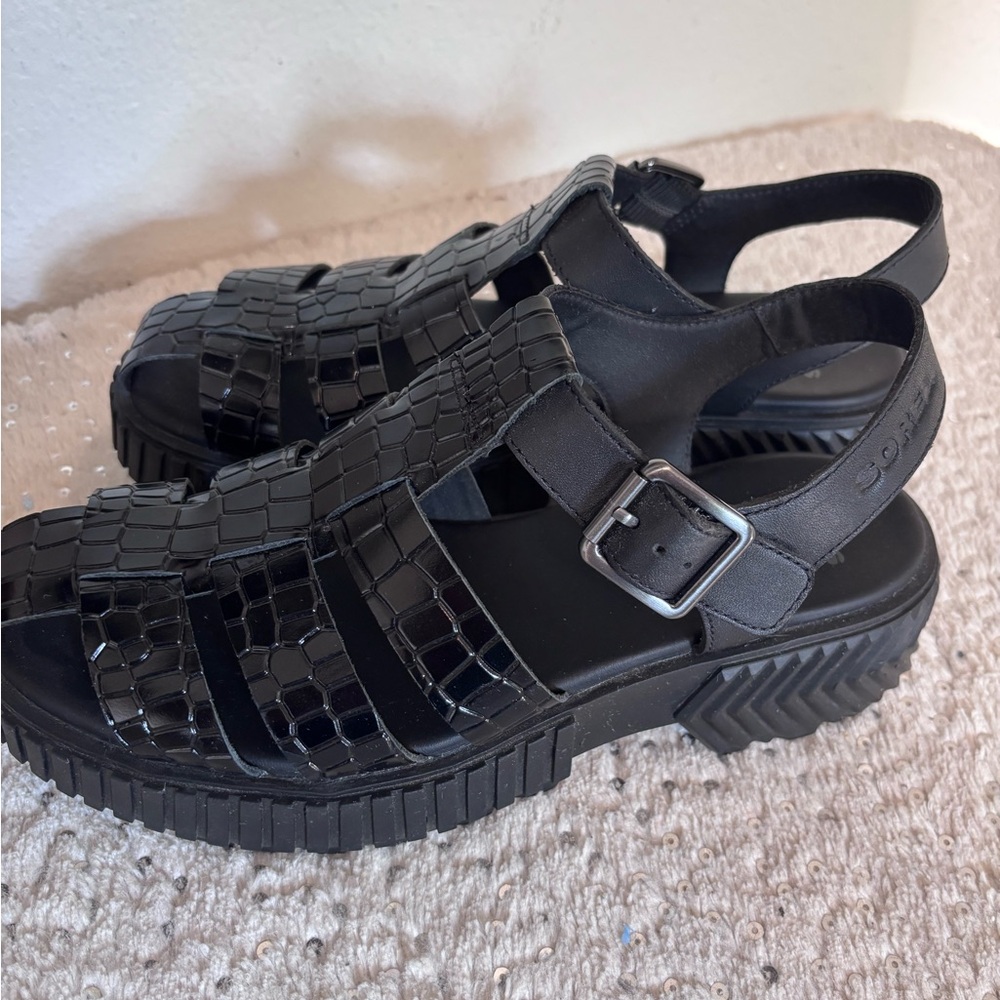 Sorel Womens Streetworks Fisherman Mid Black Platform Sandals Size 8.5 - Picture 5 of 7